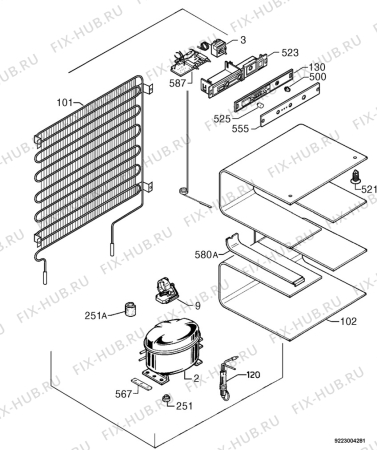 Взрыв-схема холодильника Juno Electrolux JGI4428 - Схема узла Cooling system 017